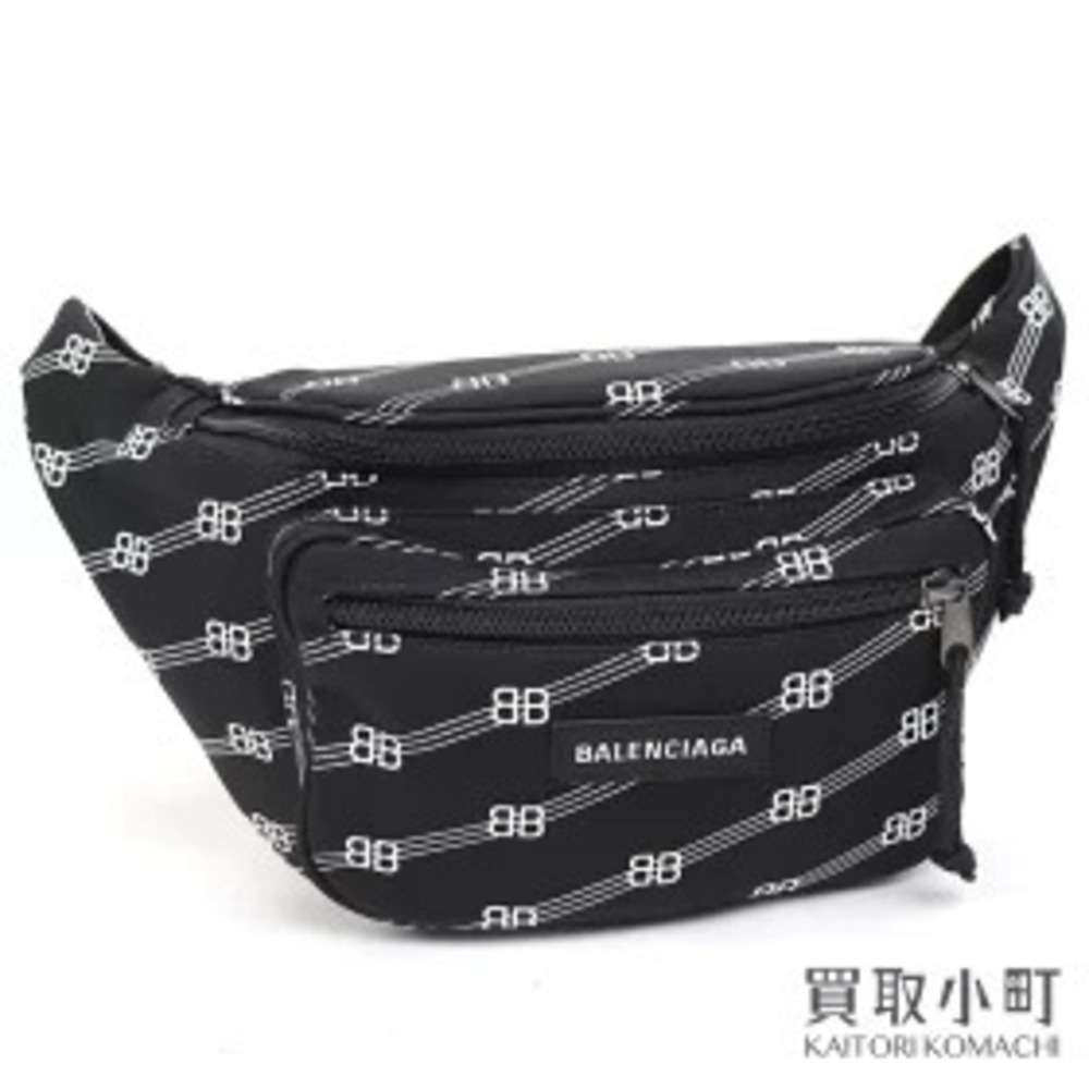 Balenciaga Monogram Explorer Belt Bag Black Canvas Crossbody Waist Clutch V